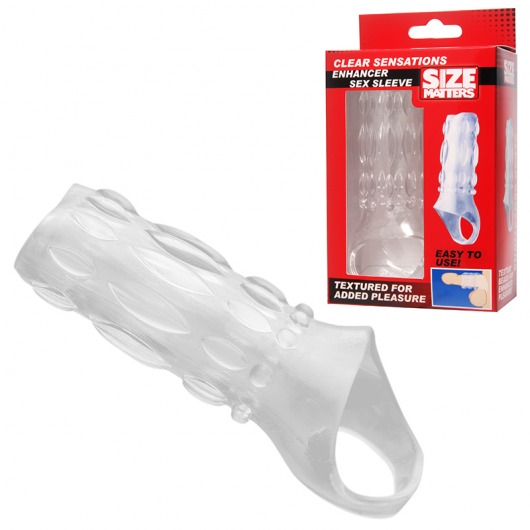 Насадка на пенис с кольцом для мошонки Clear Sensations Enhancer Sex Sleeve - 11,5 см. - XR Brands - в Грозном купить с доставкой