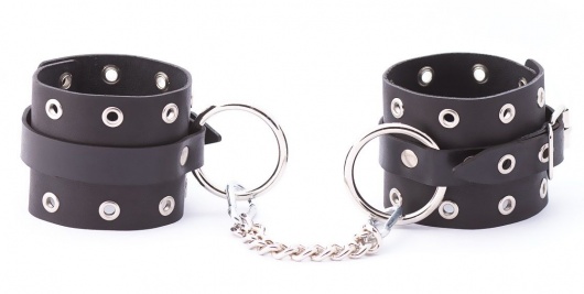 Черные кожаные оковы с люверсами - Crazy Handmade - купить с доставкой в Грозном