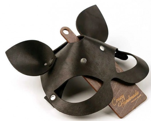 Черная кожаная маска  Кошка  с маленькими ушками - Crazy Handmade - купить с доставкой в Грозном