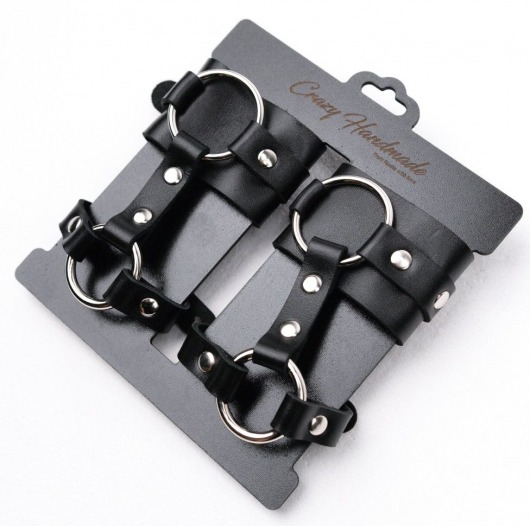 Черные наручники с креплением на кисть руки - Crazy Handmade - купить с доставкой в Грозном