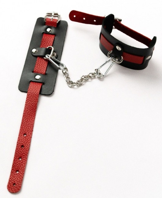 Черные оковы с красным декором и заклепками - Crazy Handmade - купить с доставкой в Грозном