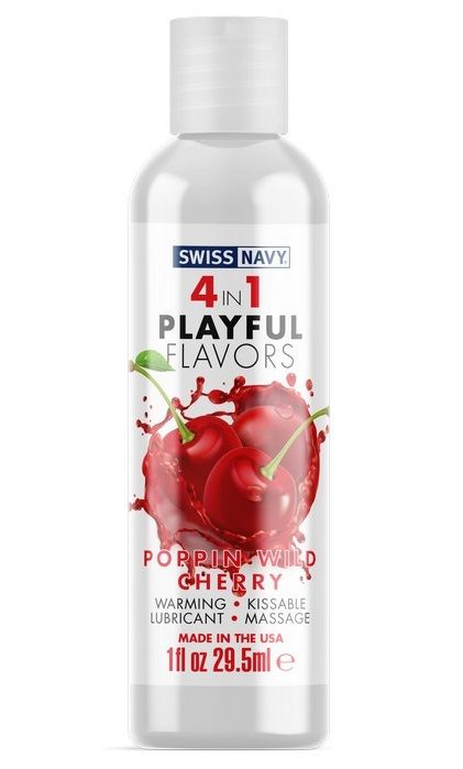 Массажный гель 4-в-1 Poppin Wild Cherry с ароматом вишни - 29,5 мл. - Swiss navy - купить с доставкой в Грозном