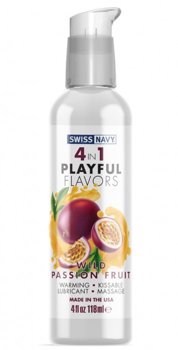 Массажный гель 4-в-1 Wild Passion Fruit с ароматом маракуйи - 118 мл. - Swiss navy - купить с доставкой в Грозном
