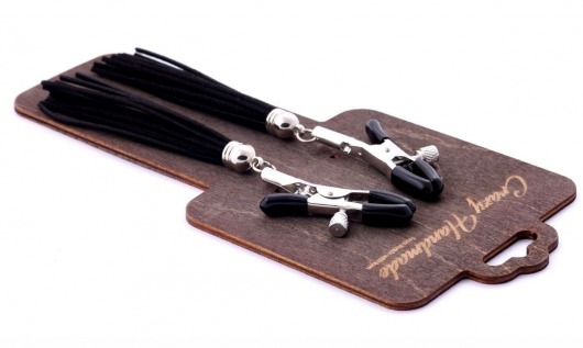 Зажимы на соски с черными замшевыми кисточками - Crazy Handmade - купить с доставкой в Грозном