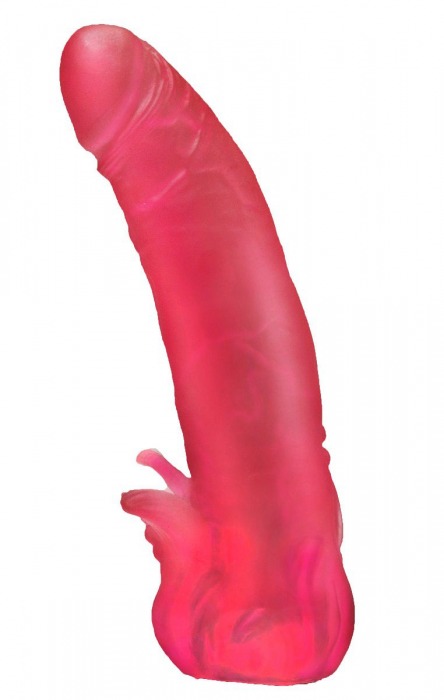 Розовая насадка для страпона с клиторальными лепестками - 18,5 см. - LOVETOY (А-Полимер) - купить с доставкой в Грозном
