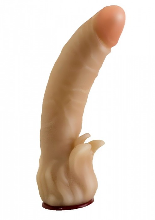 Телесная гелевая насадка-фаллос с клиторальными лепестками - 18,5 см. - LOVETOY (А-Полимер) - купить с доставкой в Грозном