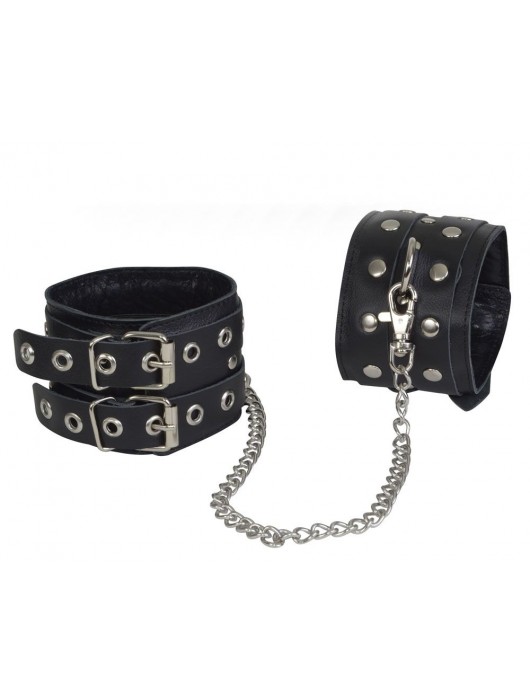 Чёрные кожаные оковы, соединенные цепочкой - Sitabella - купить с доставкой в Грозном