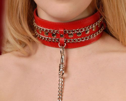 Красный ошейник с цепочками - Sitabella - купить с доставкой в Грозном