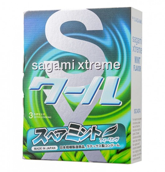 Презервативы Sagami Xtreme Mint с ароматом мяты - 3 шт. - Sagami - купить с доставкой в Грозном