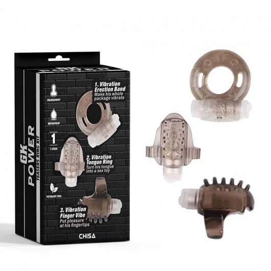 Набор из 3 дымчатых эрекционных колец с вибрацией Teasers Ring Kit - Chisa - в Грозном купить с доставкой