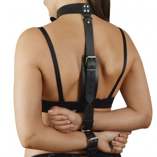 Черная кожаная фиксация рук за спиной  Новичок - Sitabella - купить с доставкой в Грозном