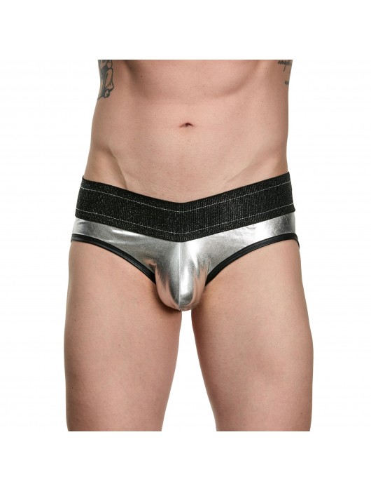 Мужские блестящие серебристо-черные трусы-джоки - La Blinque купить с доставкой