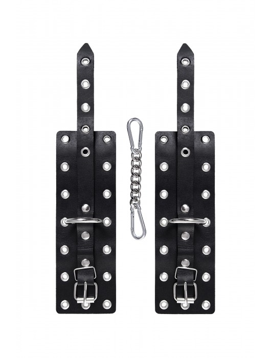 Черные кожаные однослойные наручники с люверсами - Pecado - купить с доставкой в Грозном