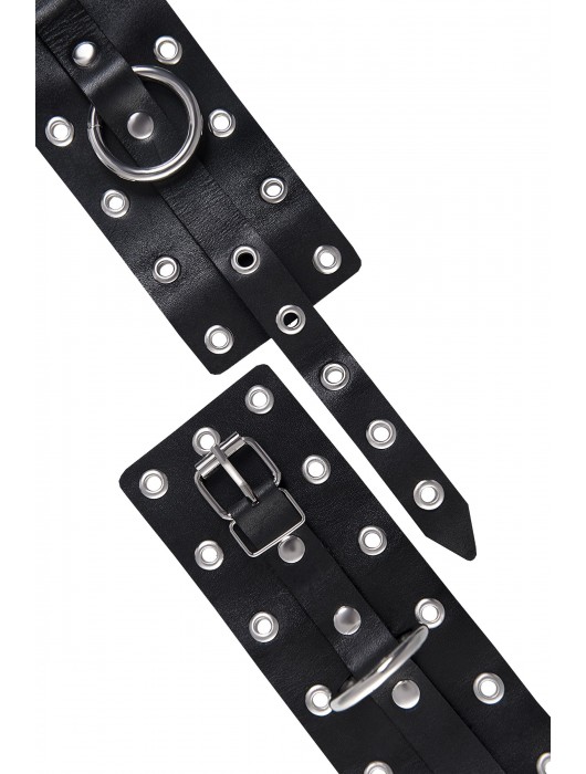 Черные кожаные однослойные наручники с люверсами - Pecado - купить с доставкой в Грозном