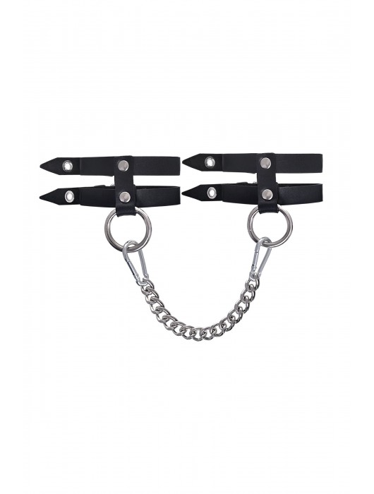 Черные однослойные кожаные оковы из двух ремешков - Pecado - купить с доставкой в Грозном
