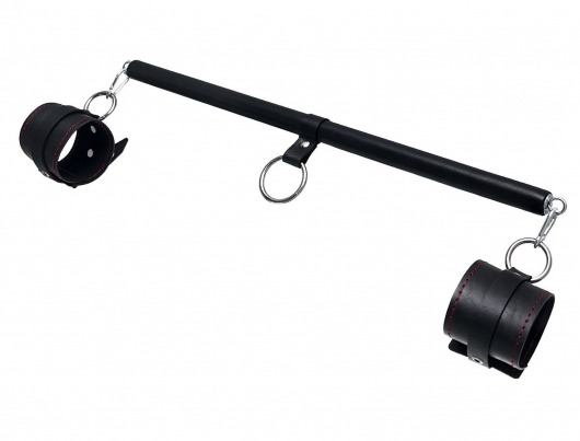 Черная распорка для ног с кожаными манжетами - Pecado - купить с доставкой в Грозном