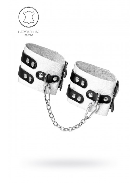 Бело-черные оковы с двумя ремешками и люверсами - Pecado - купить с доставкой в Грозном