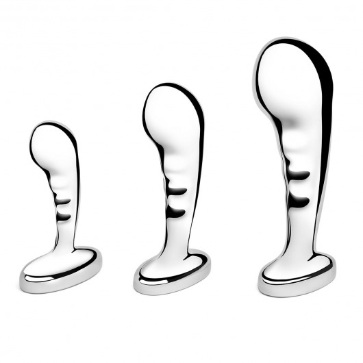 Набор из 3 стальных стимуляторов простаты Stainless Steel P-spot Training Set - b-Vibe - в Грозном купить с доставкой