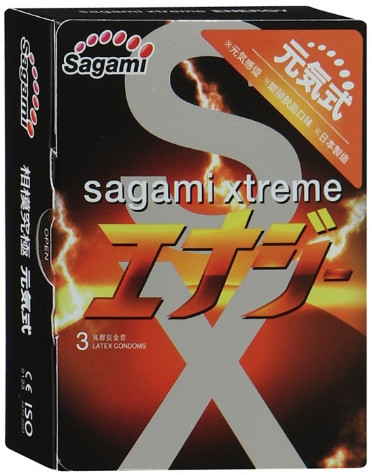 Презервативы Sagami Xtreme ENERGY с ароматом энергетика - 3 шт. - Sagami - купить с доставкой в Грозном