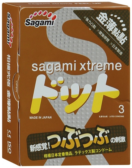 Презервативы Sagami Xtreme FEEL UP с точечной текстурой и линиями прилегания - 3 шт. - Sagami - купить с доставкой в Грозном