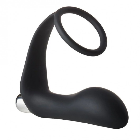 Черное эрекционное кольцо с вибропробкой Vibrating Anal Plug With Cockring - Dream Toys - в Грозном купить с доставкой