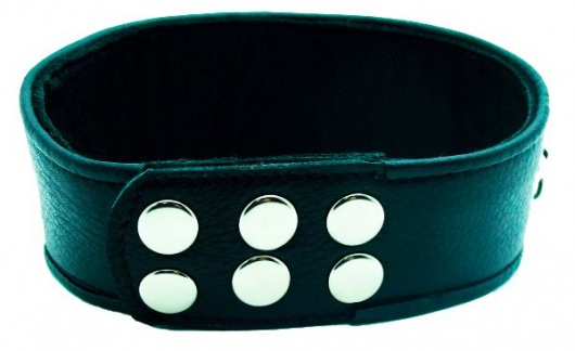 Чёрный кожаный ошейник с полукольцами и клёпками - БДСМ Арсенал - купить с доставкой в Грозном