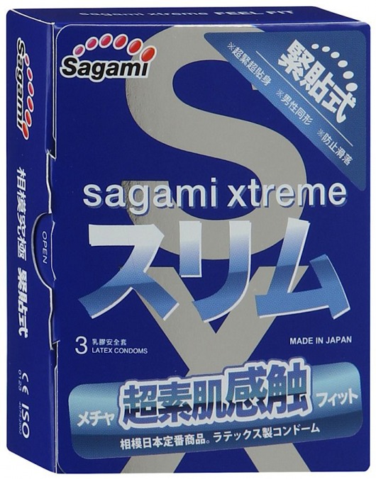 Розовые презервативы Sagami Xtreme FEEL FIT 3D - 3 шт. - Sagami - купить с доставкой в Грозном