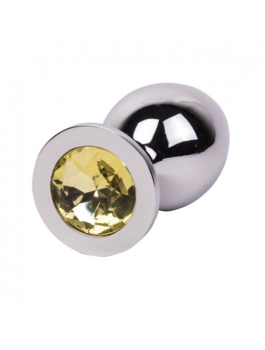 Большой стальной плаг с желтым кристаллом Sweet Lemon - 9,5 см. - Erotic Fantasy - купить с доставкой в Грозном