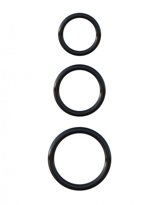 Набор из трех черных эрекционных колец Silicone 3-Ring Stamina Set - Pipedream - в Грозном купить с доставкой
