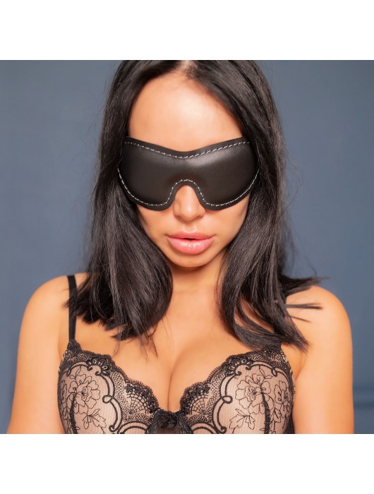 Черная мягкая закрытая маска из натуральной кожи - Crazy Handmade - купить с доставкой в Грозном