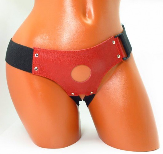 Красные кожаные трусики для страпона - БДСМ Арсенал - купить с доставкой в Грозном