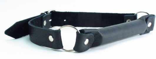 Черный кожаный кляп-трензель на кольцах - БДСМ Арсенал - купить с доставкой в Грозном