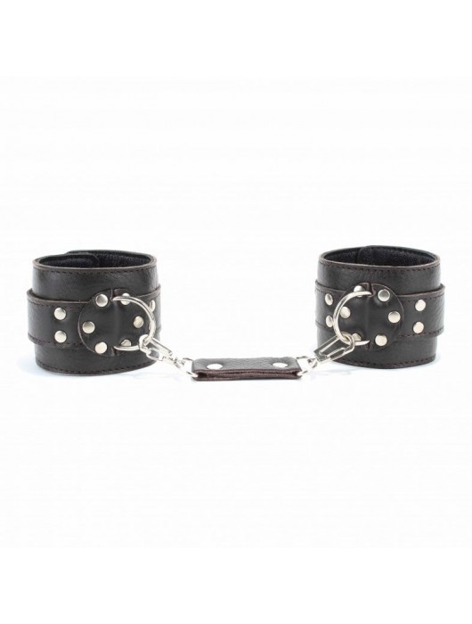 Коричневые оковы из мягкой кожи на металлической цепочке - БДСМ Арсенал - купить с доставкой в Грозном