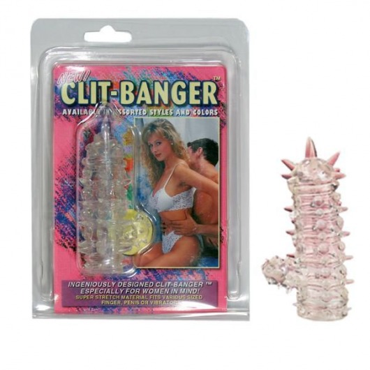 Прозрачная насадка с шипами и клиторальной шишечкой CLIT-BANGER SLEEVE IN CLEAR - Tonga - в Грозном купить с доставкой