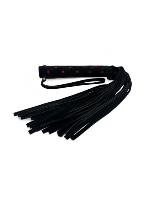 Черная замшевая плеть с красными точками на рукояти Red dot Princess - 43 см. - БДСМ Арсенал - купить с доставкой в Грозном