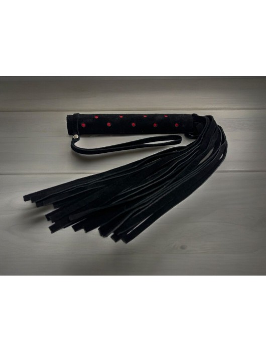 Черная замшевая плеть с красными точками на рукояти Red dot Princess - 43 см. - БДСМ Арсенал - купить с доставкой в Грозном