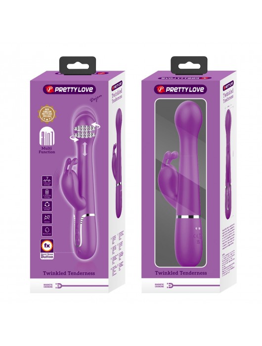 Фиоетовый вибратор-кролик с ротацией бусин Dejon - 22,6 см. - Baile