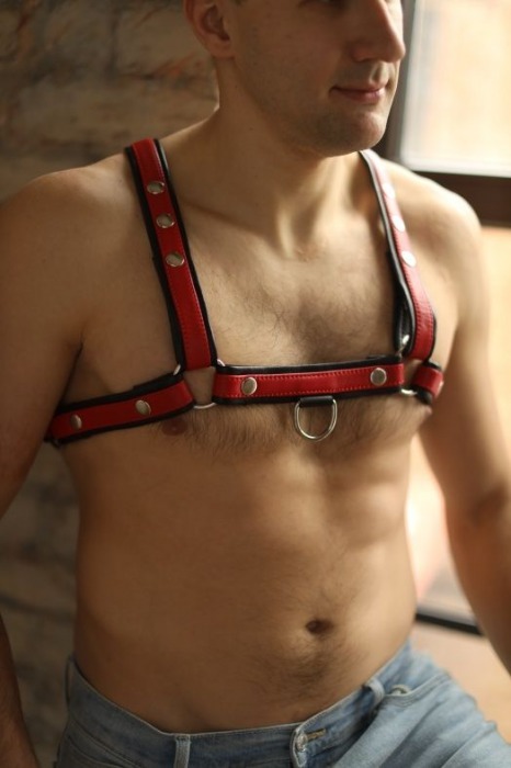 Черно-красная мужская портупея Black-Red - БДСМ Арсенал - купить с доставкой в Грозном
