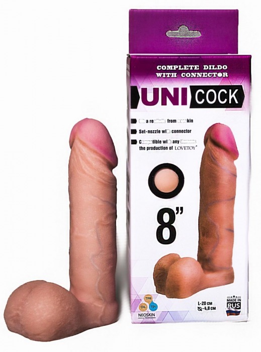 Фаллическая насадка для страпона UNICOCK 8  - 20 см. - LOVETOY (А-Полимер) - купить с доставкой в Грозном