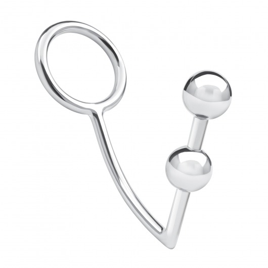 Кольцо на пенис с анальным стимулятором Two Bead Stainless Steel Anal Hook   Cock Ring - BlueLine - в Грозном купить с доставкой