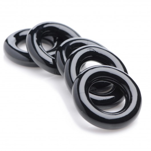 Комплект из 5 черных эрекционных колец для мошонки Ring Master Custom Ball Stretcher Kit - XR Brands - в Грозном купить с доставкой