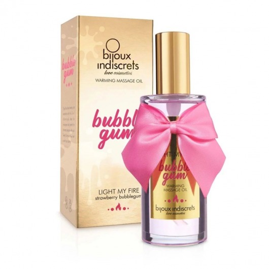 Разогревающее массажное масло Light My Fire Bubble Gum с ароматом бабл-гам - 100 мл. - Bijoux Indiscrets - купить с доставкой в Грозном