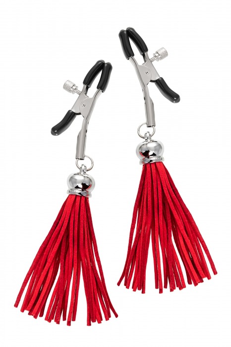 Зажимы на соски «Прищепки» с красными кисточками из замши - Pecado - купить с доставкой в Грозном