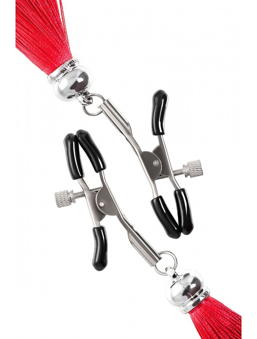 Зажимы на соски «Прищепки» с красными кисточками из шелка - Pecado - купить с доставкой в Грозном