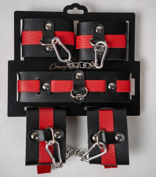 Черно-красный набор фиксаций: наручники, оковы и ошейник - Crazy Handmade - купить с доставкой в Грозном