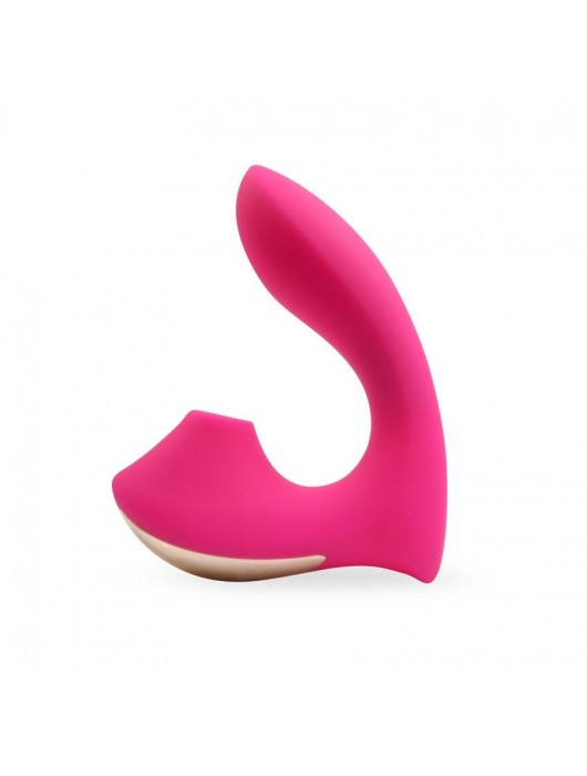 Розовый  L-образный вибромассажёр с вакуумной стимуляцией 3,5’’ Silicone Billow Suction Lover - Erokay