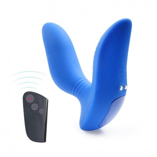 Синий вибромассажер простаты 3,5’’ Remote Control Curve P-spot Massager - 12 см. - Erokay - в Грозном купить с доставкой