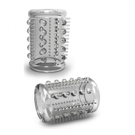 Прозрачная насадка с шипами и шишечками STAY HARD COCK SLEEVE 03 CLEAR - Blush Novelties - в Грозном купить с доставкой