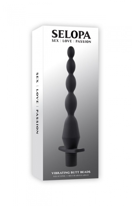 Черная анальная елочка с вибрацией Vibrating Butt Beads - 22 см. - Selopa