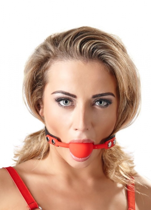 Силиконовый кляп-шар на чёрных ремешках Red Gag silicone - Orion - купить с доставкой в Грозном